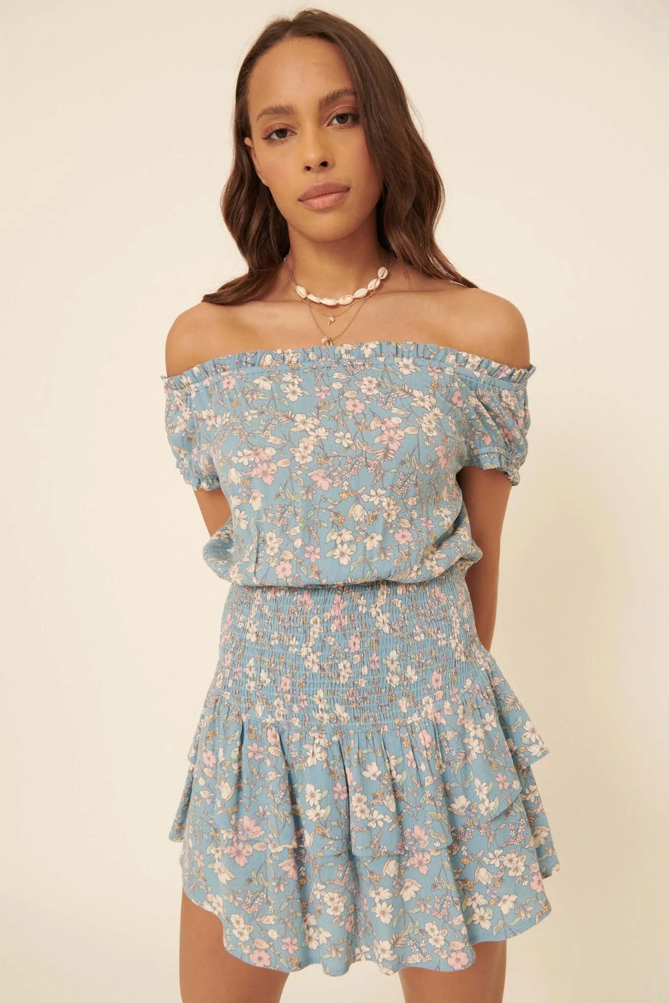 Butterfly Beauty Ruffled Floral Skort Romper