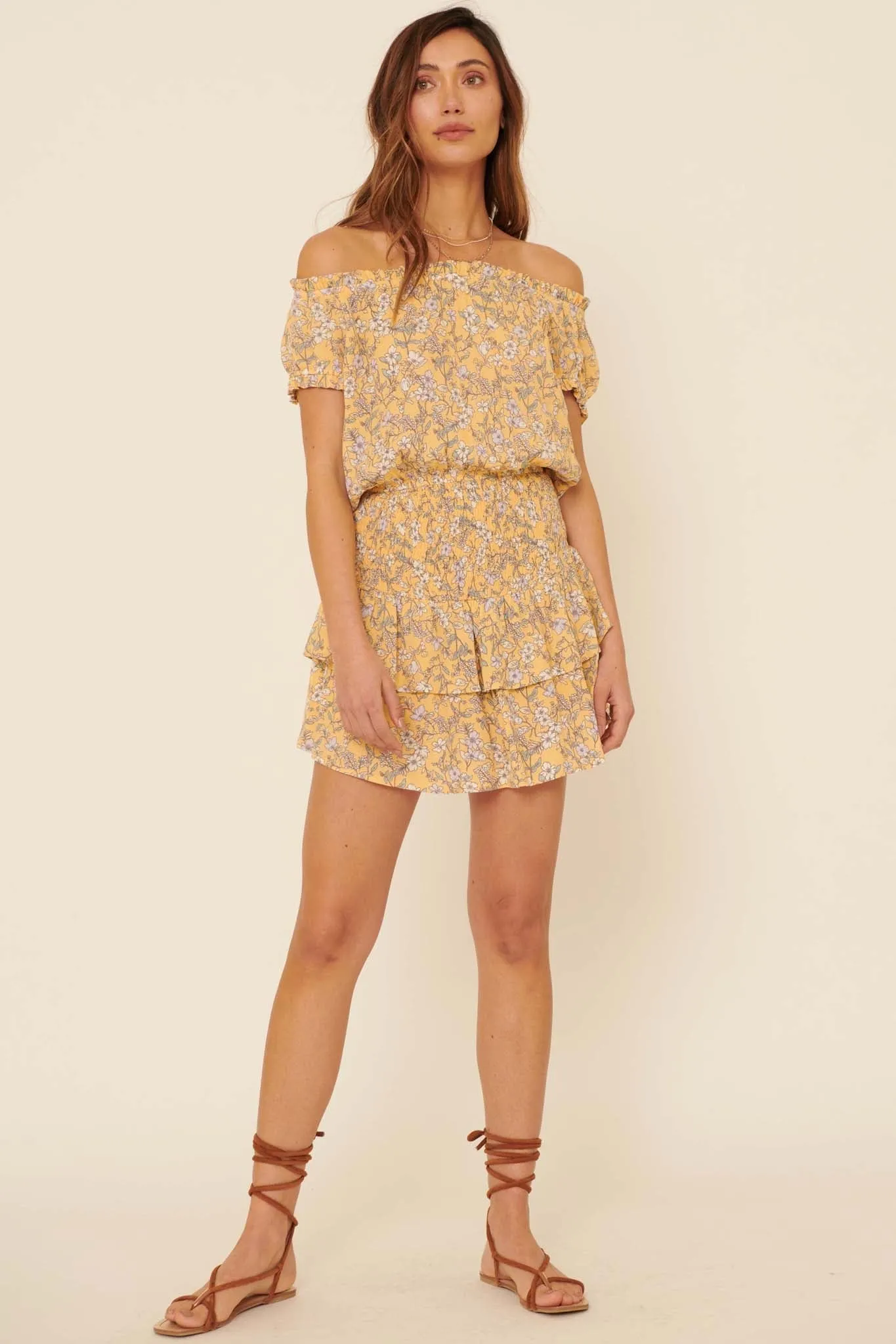 Butterfly Beauty Ruffled Floral Skort Romper