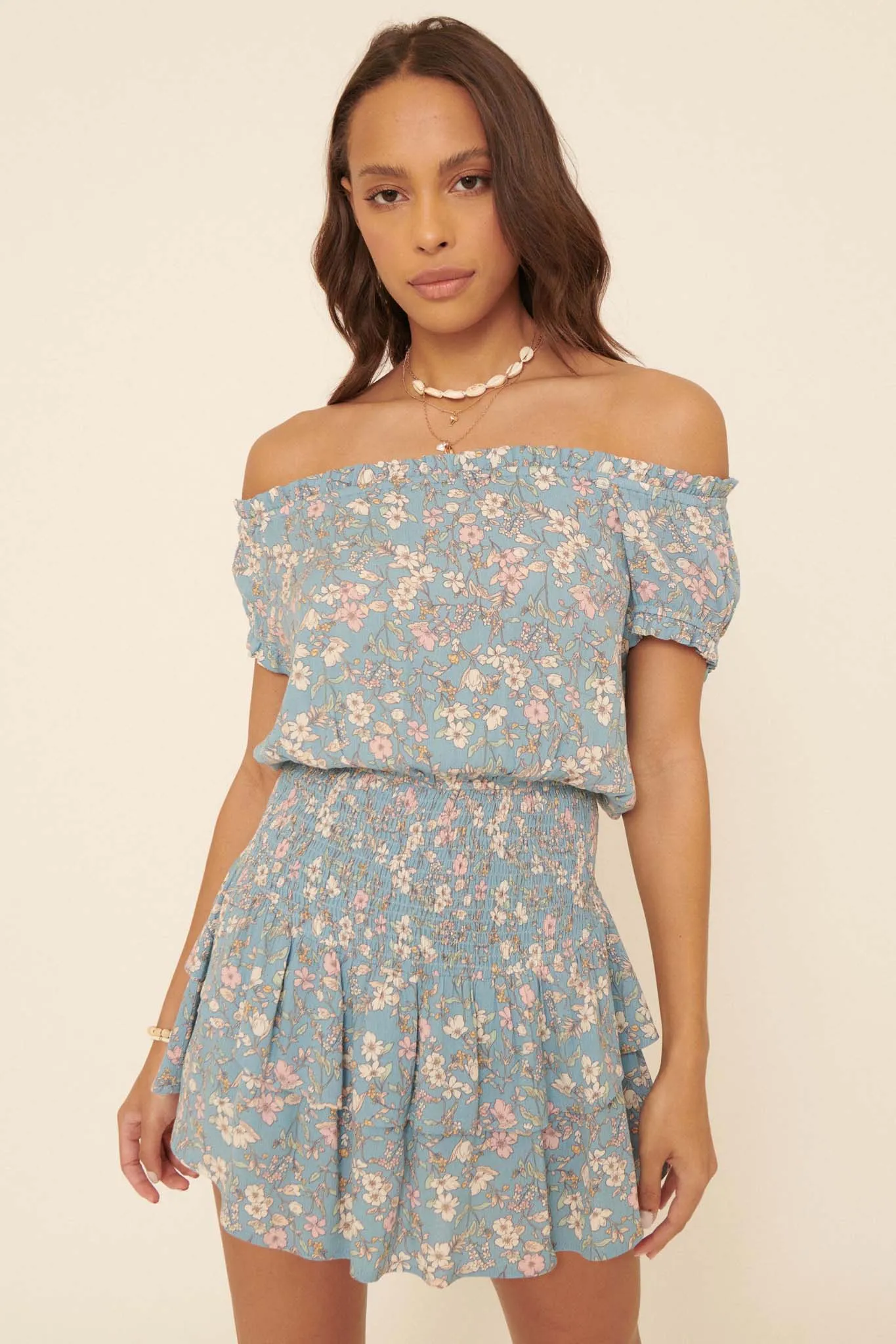 Butterfly Beauty Ruffled Floral Skort Romper