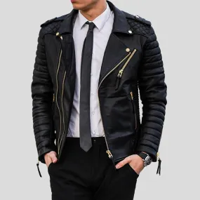 Byron Black Quilted Leather Jacket