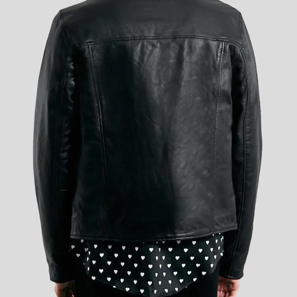 Caleb Black Biker Leather Jacket