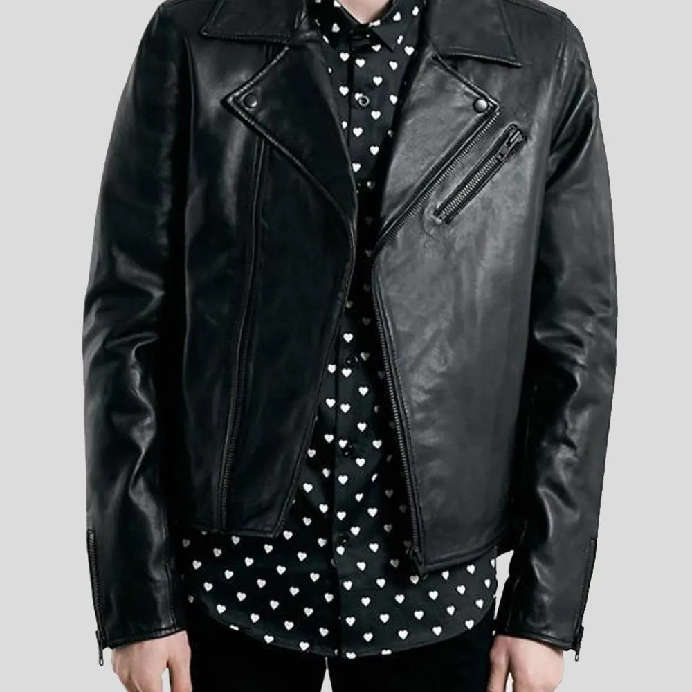 Caleb Black Biker Leather Jacket