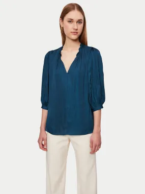 Cecily Satin Drape Top | Blue