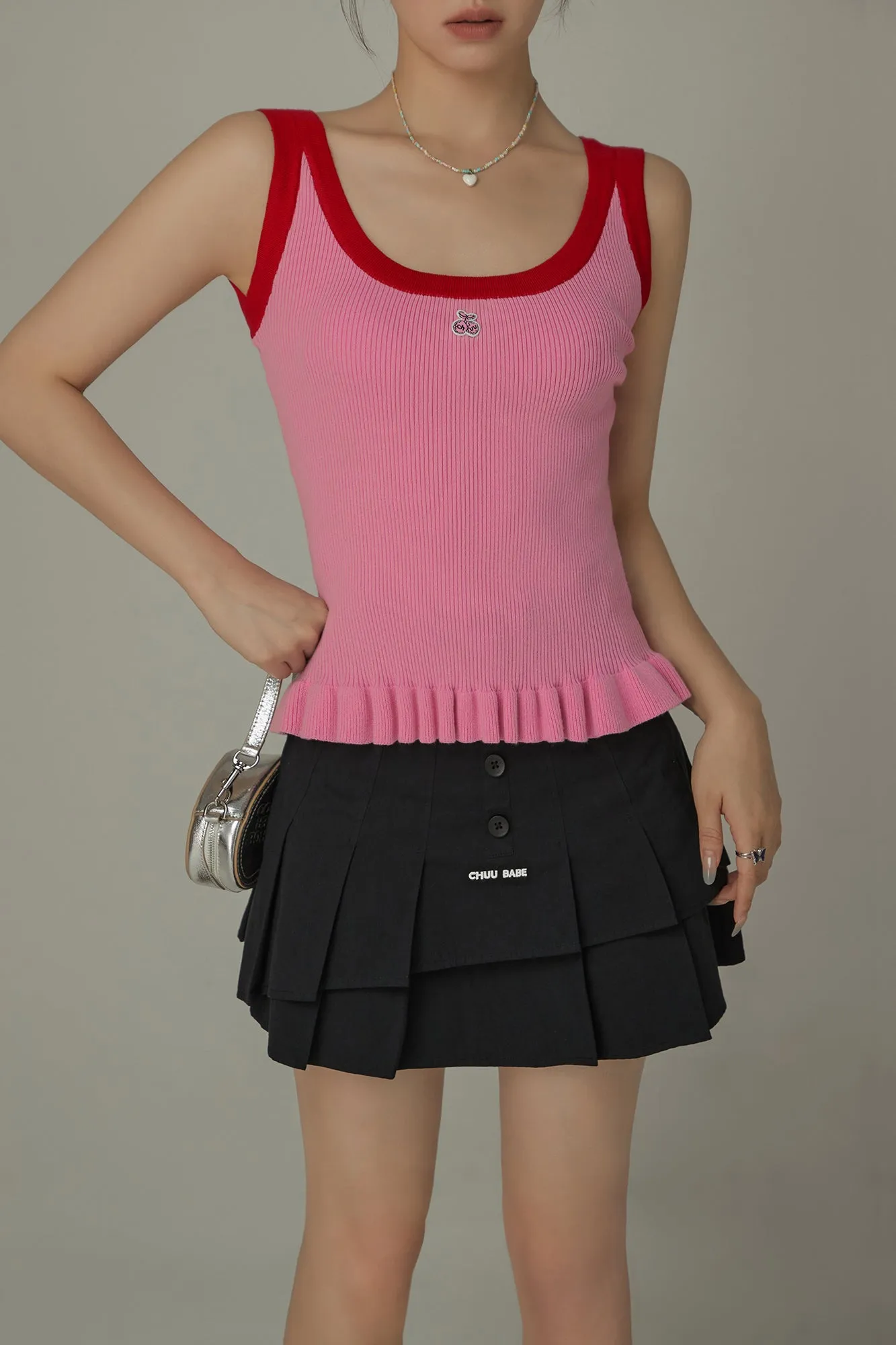 Cherry Detail Knit Sleeveless Top