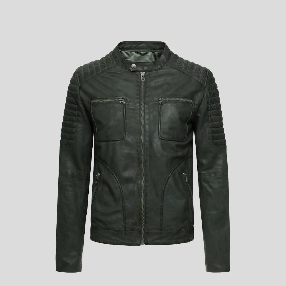 Cleo Green Biker Leather Jacket