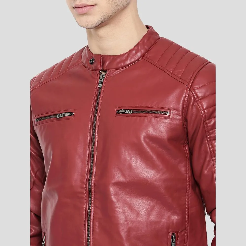 Cooper Red Quilted Leather Jacket