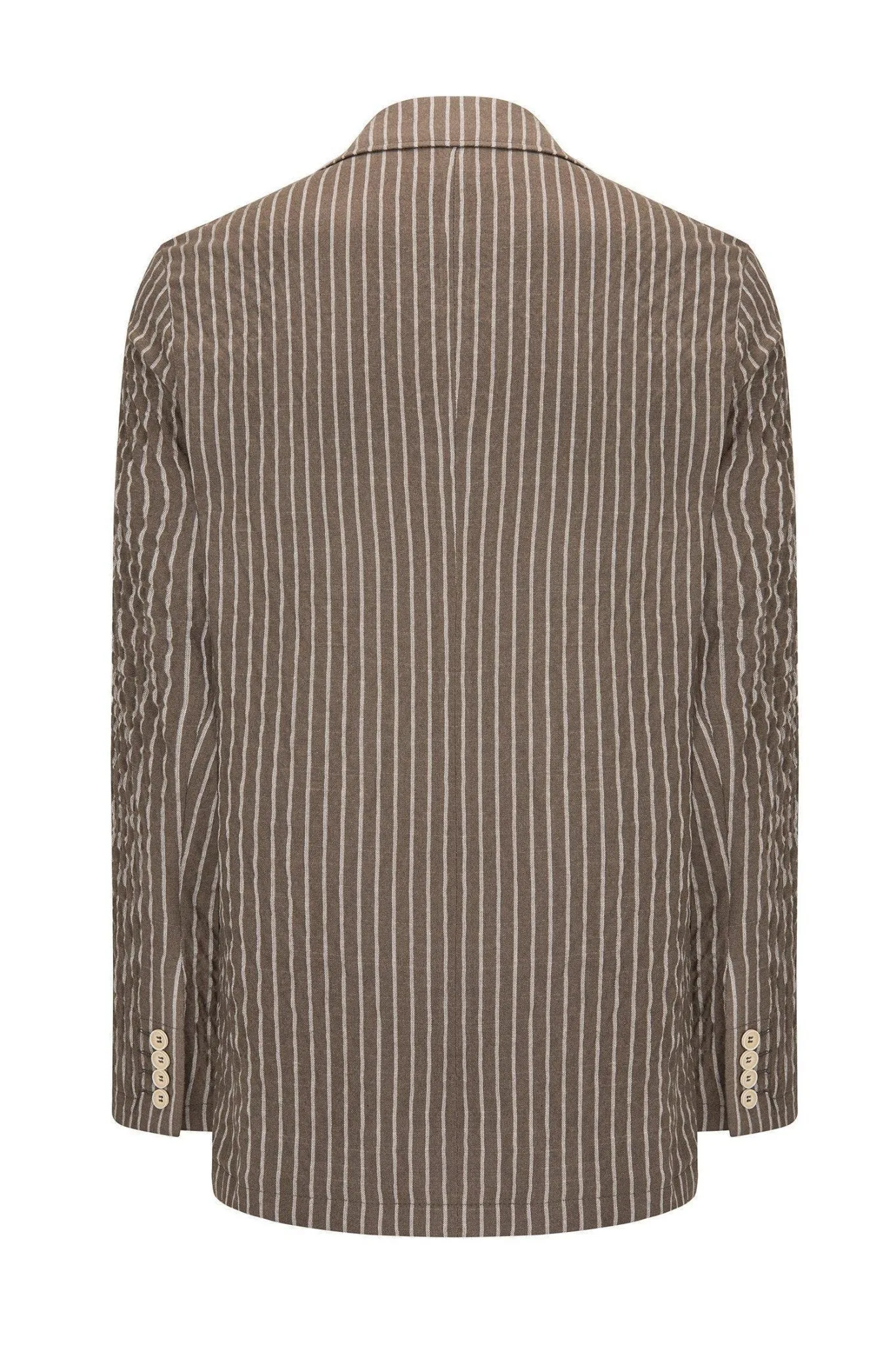 Crinkle Striped Blazer - Khaki