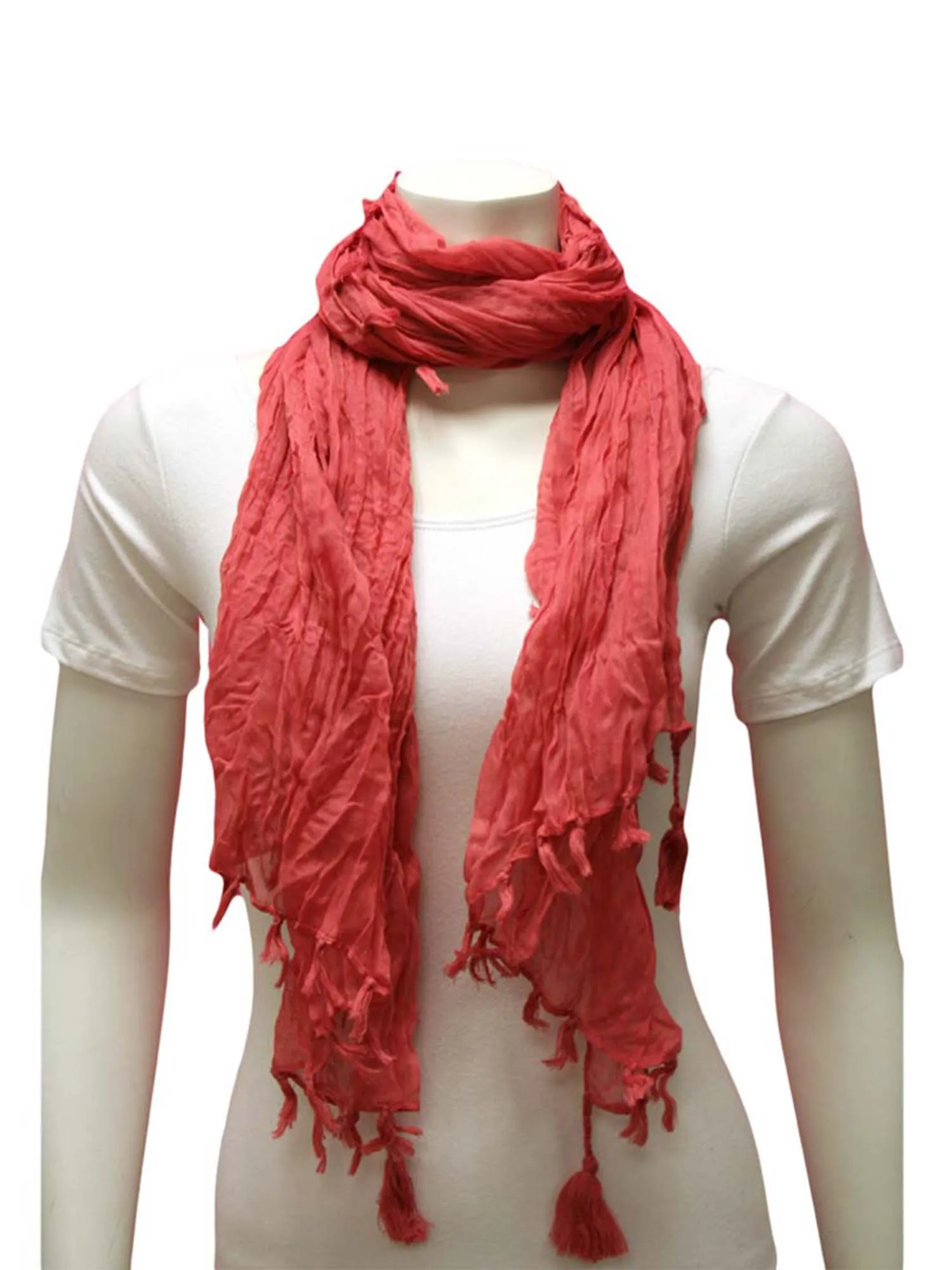 Crinkled Tassel Scarf Shawl