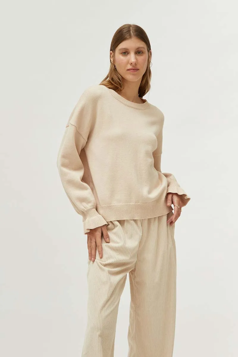 Cuff Detail Sweater - Cream