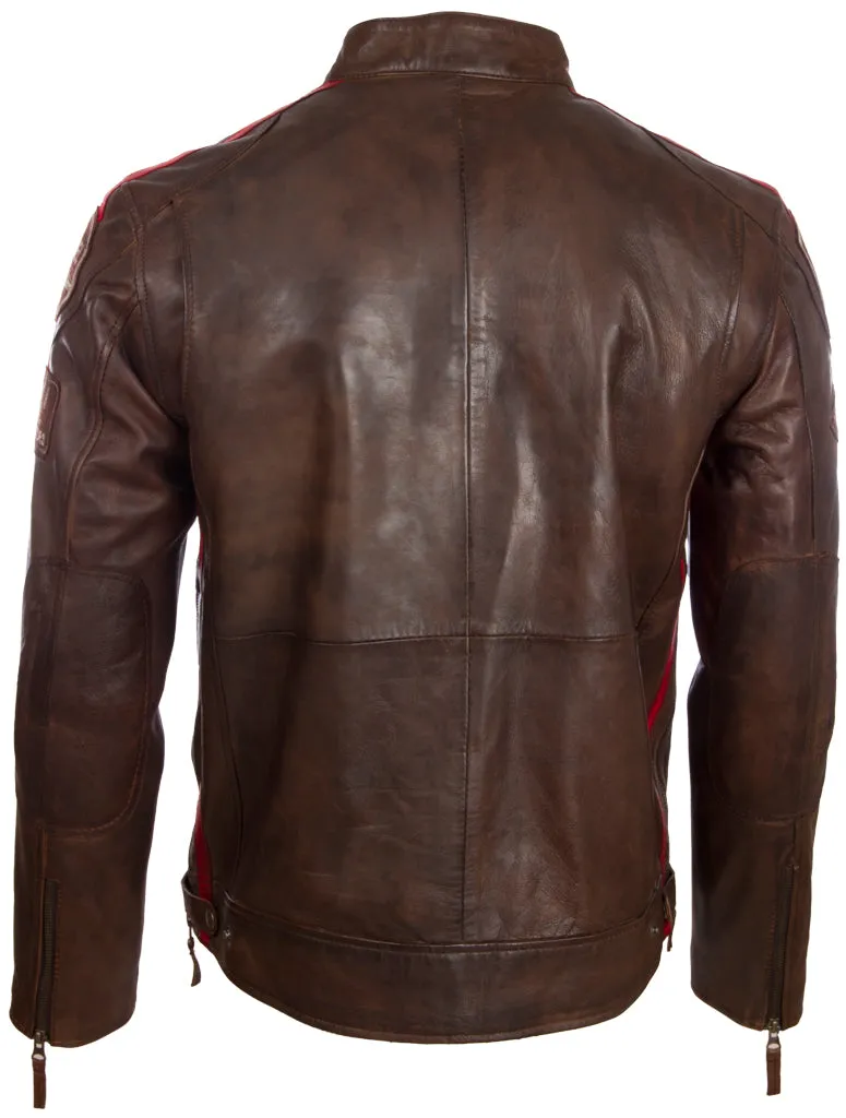 CXUS Men's Racing Biker Jacket - Nevada Brown