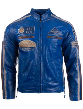 CXUS Men's Racing Biker Jacket - Ocean Blue