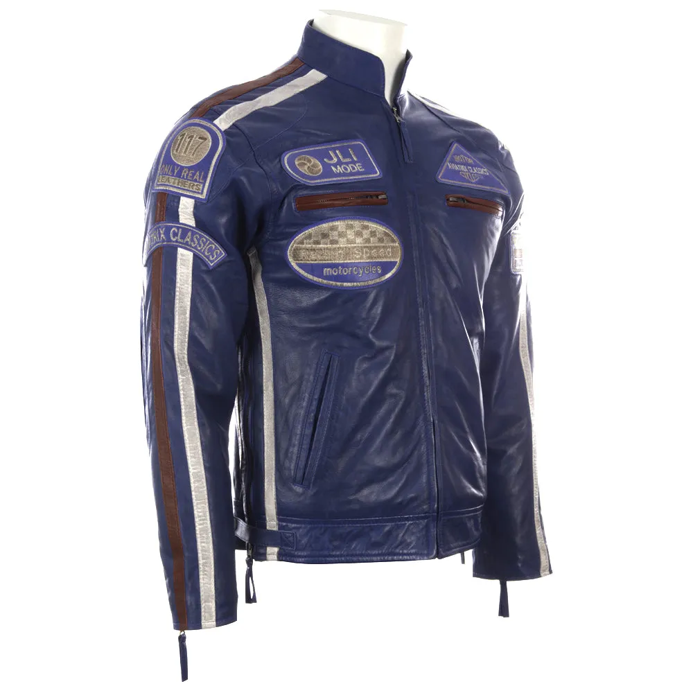 CXUS Men's Racing Biker Jacket - Ocean Blue