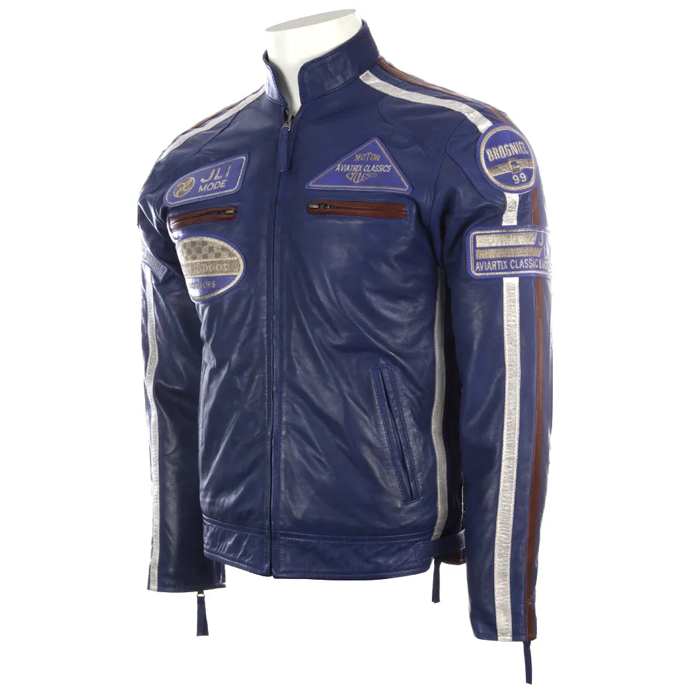 CXUS Men's Racing Biker Jacket - Ocean Blue