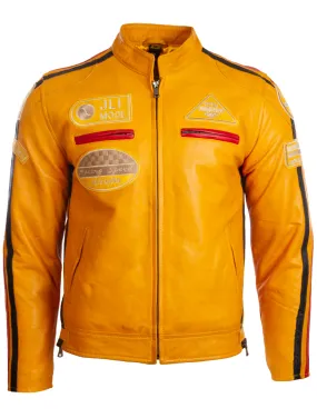 CXUS Men's Racing Biker Jacket - Yellow