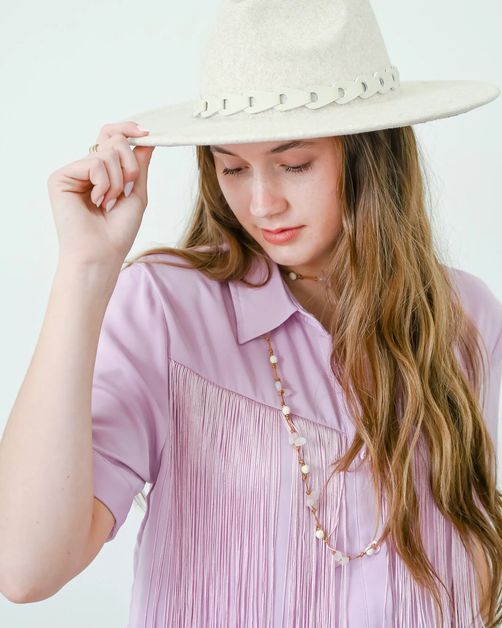 Debut Fringed Button Up Top