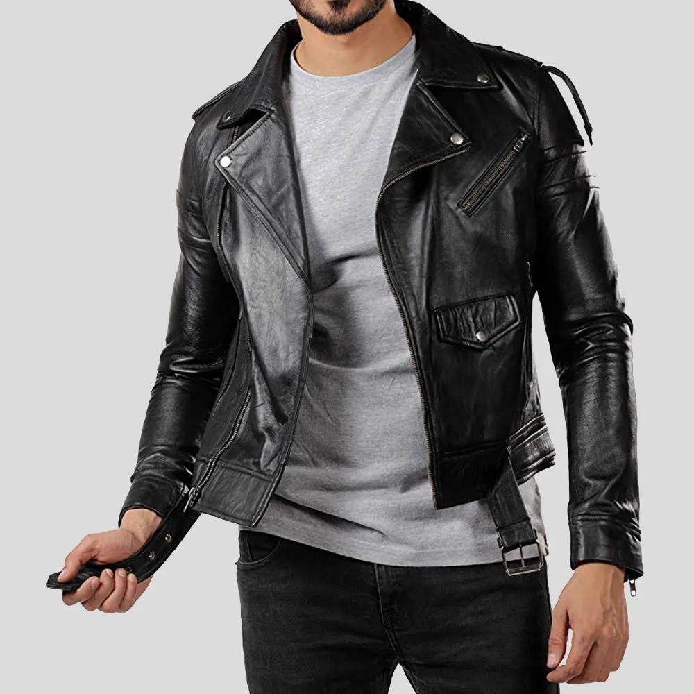 Donn Black Vintage Motorcycle Leather Jacket