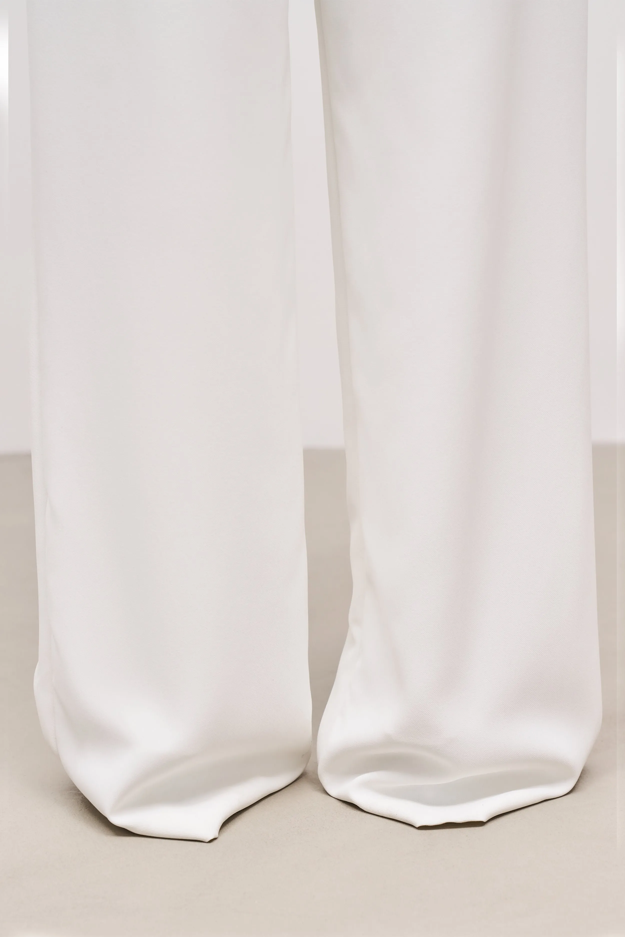 Draped Mid Rise Trousers - White