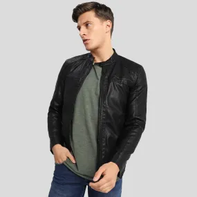 Drew Black Motorcycle Leather Jacket