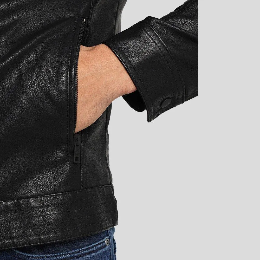 Drew Black Motorcycle Leather Jacket