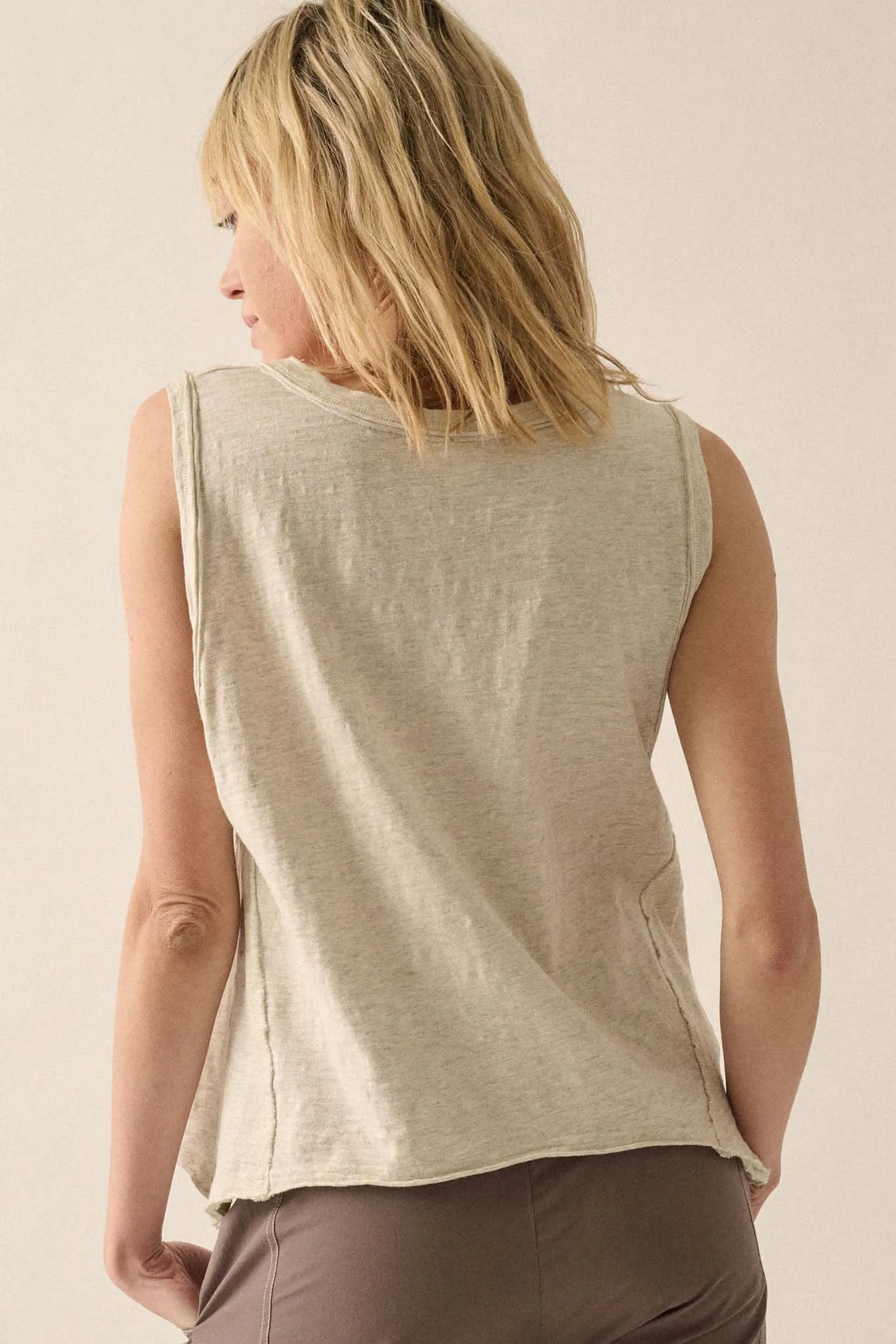 Easy Fit Cotton Slub Half-Button Henley Tank Top