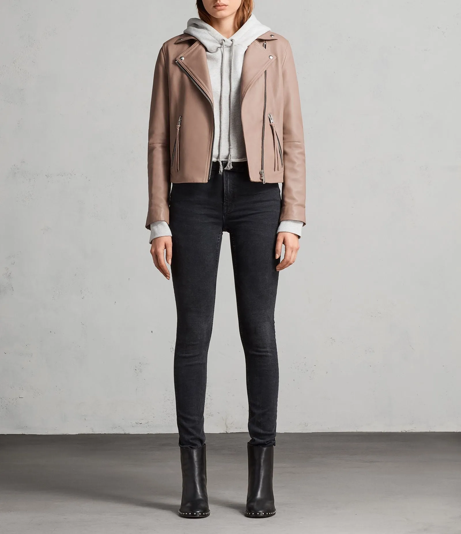 Emily Beige Motorcycle Leather Jacket