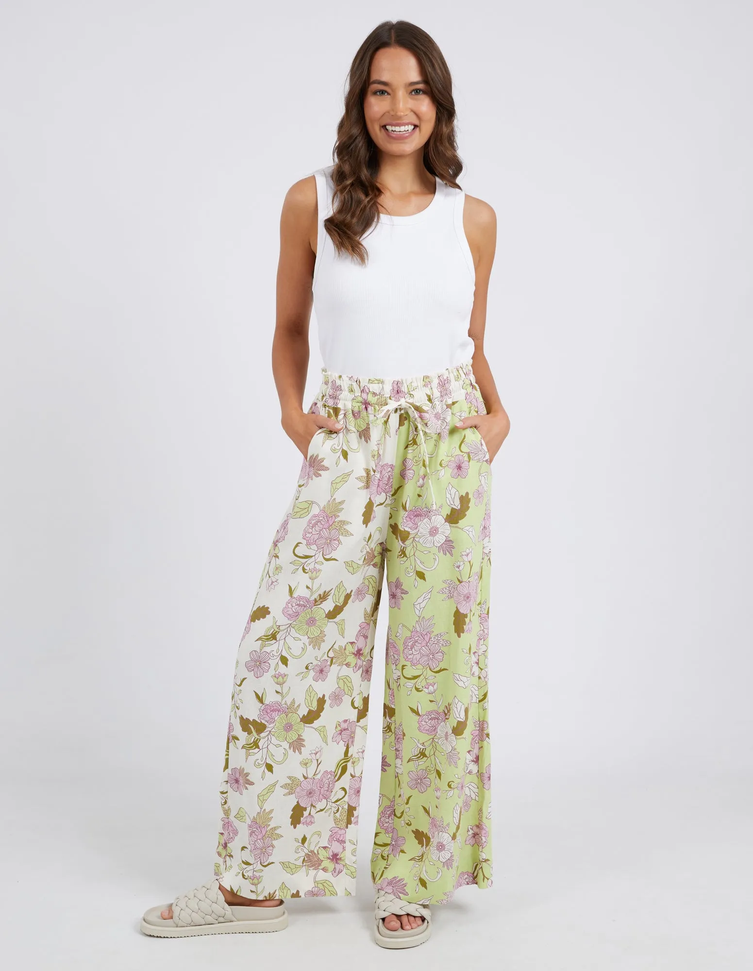 Emmeline Wide Leg Pant Spliced Floral Print