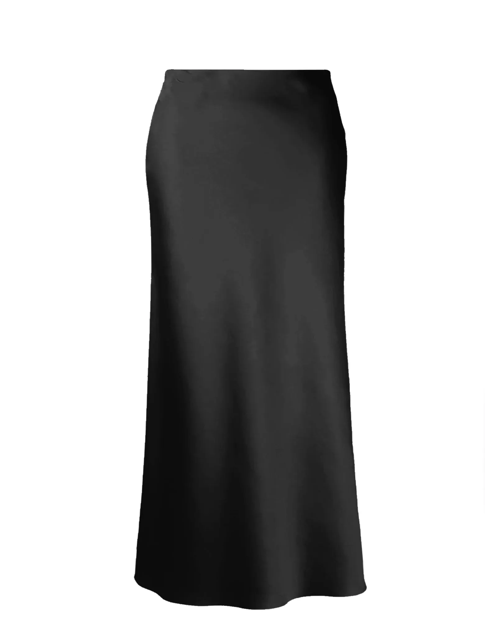 Eudora Easy Satin Maxi Bias Skirt- Black