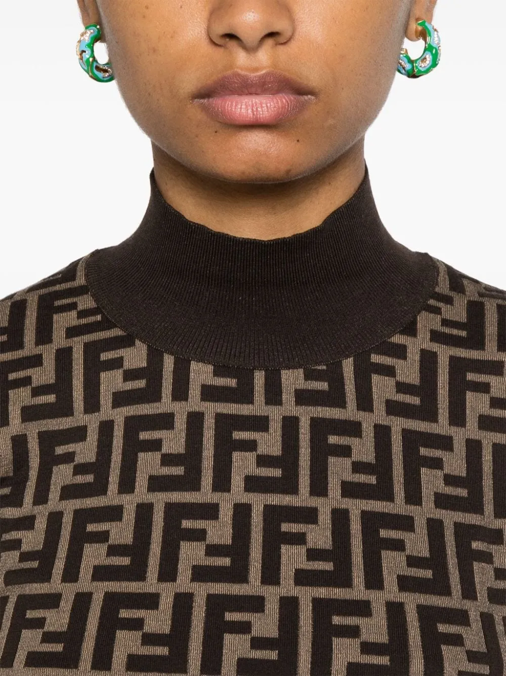 FF COTTON HIGH-NECK SWEATER