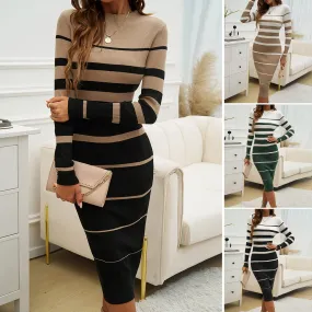 Figure Flattering Striped Midi Dress