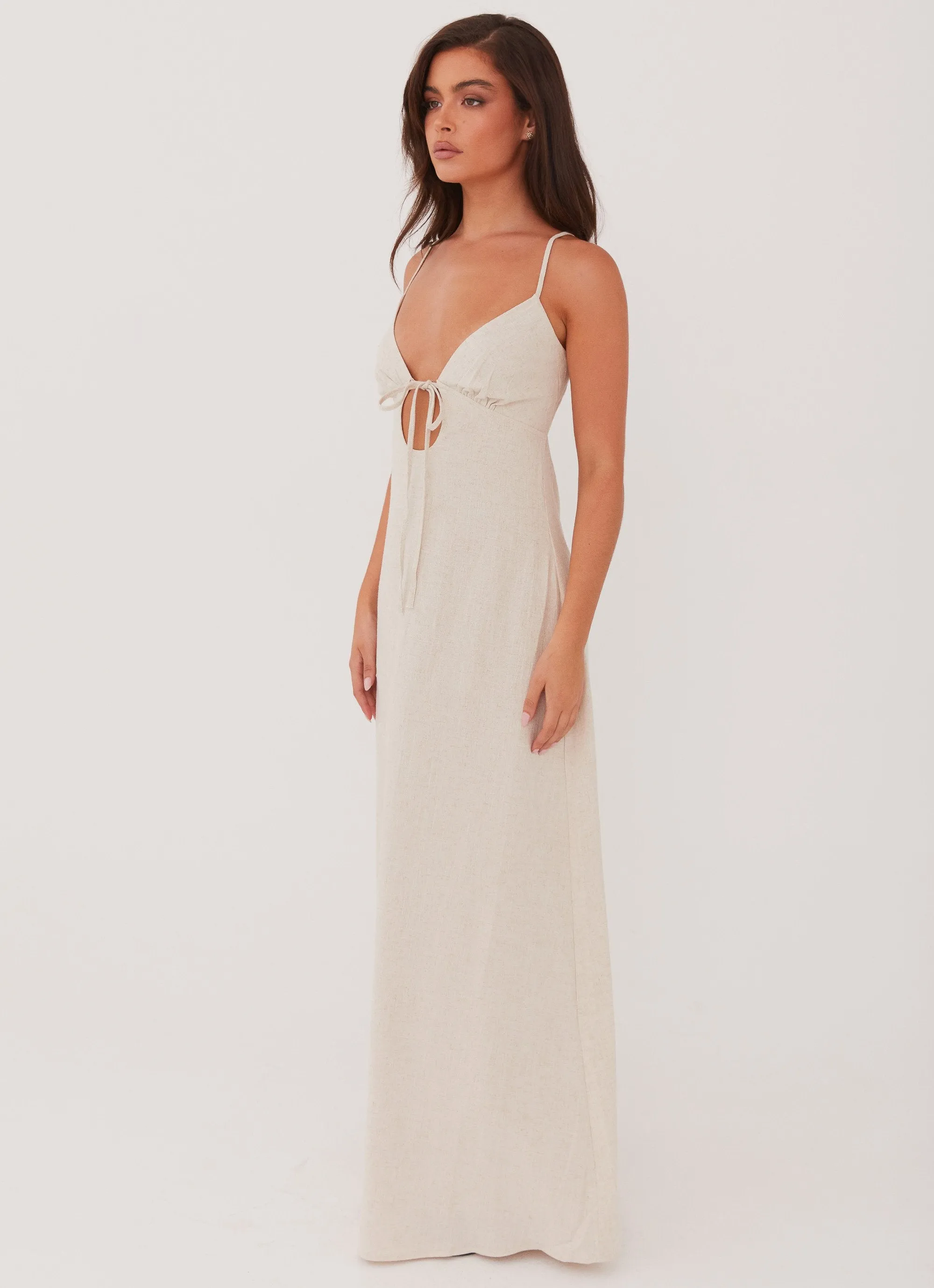 Flora Linen Maxi Dress - Oatmeal