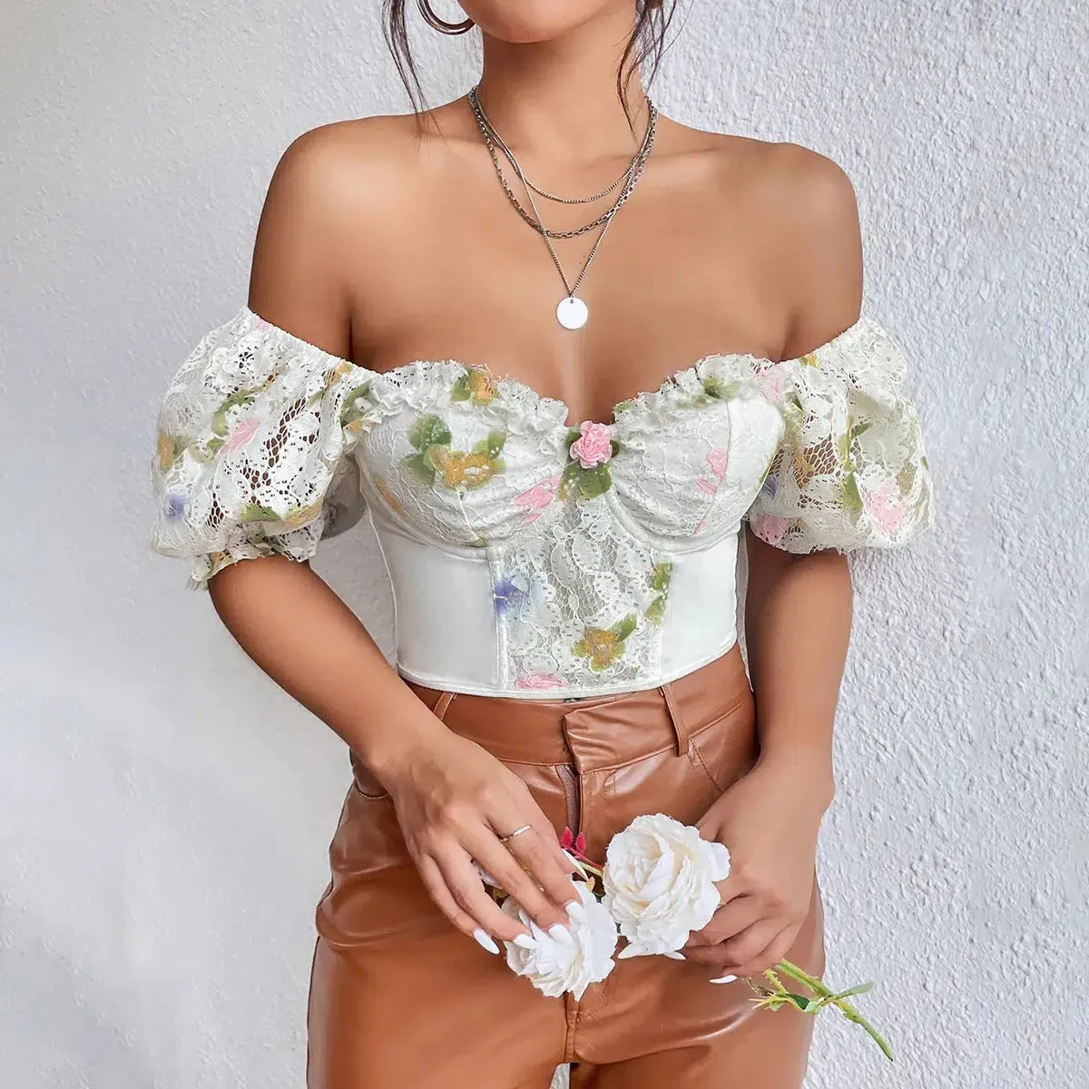 Floral Crop Corset Top