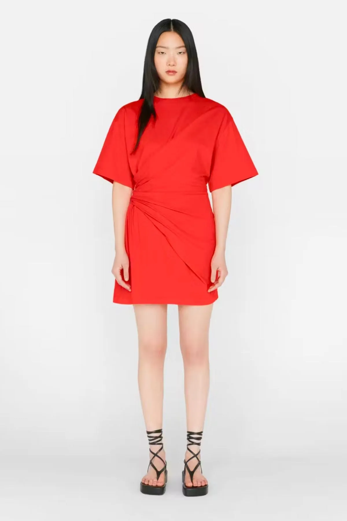 Frame Denim Draped Knit Mini Dress - Red/ Orange