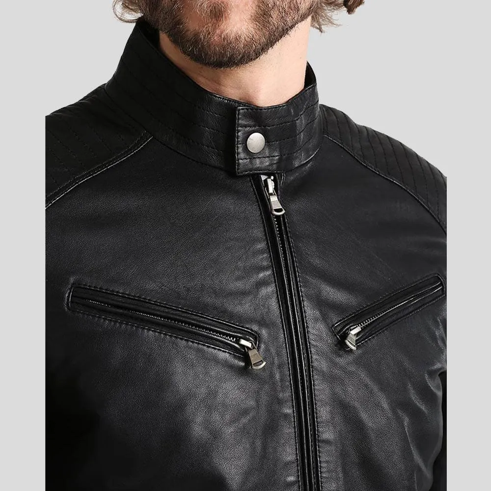 Frank Black Leather Racer Jacket