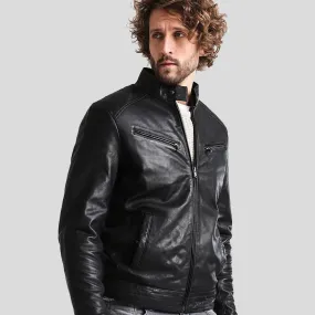 Frank Black Leather Racer Jacket