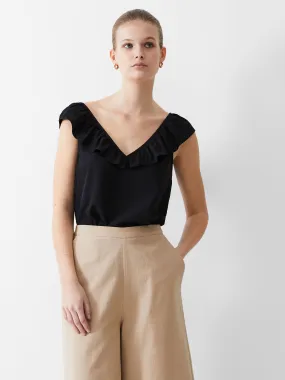 Frill Sleeveless Crepe Light Top