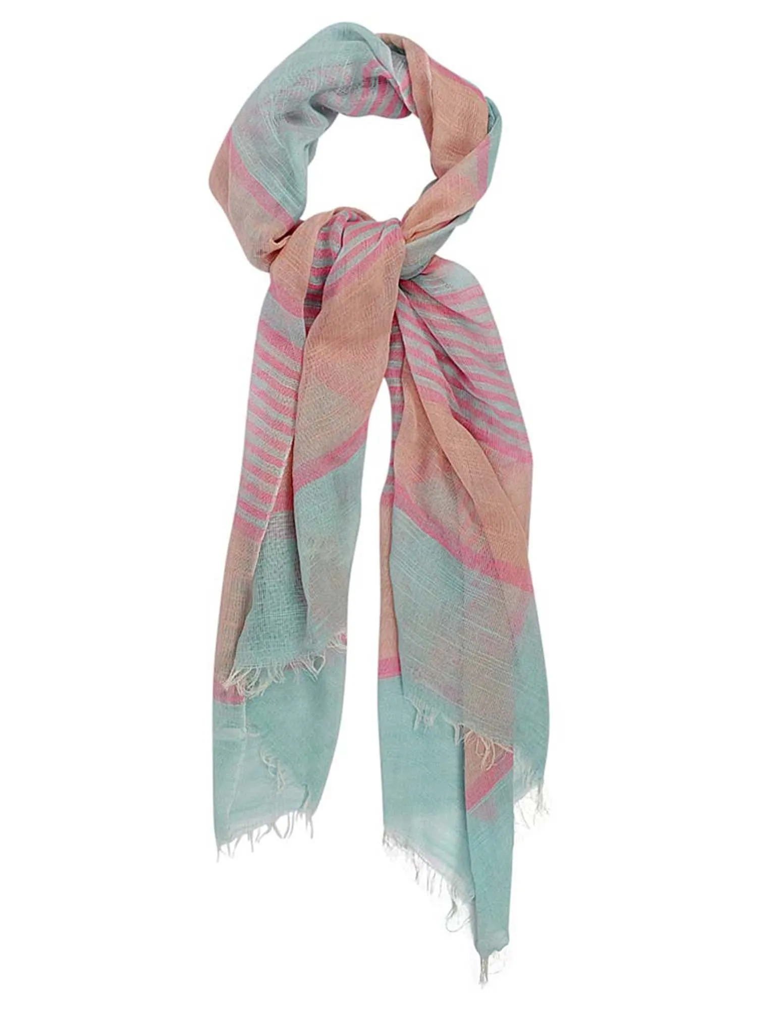 Fuchsia & Mint Striped Lightweight Summer Scarf