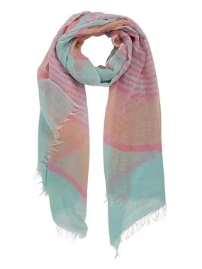 Fuchsia & Mint Striped Lightweight Summer Scarf