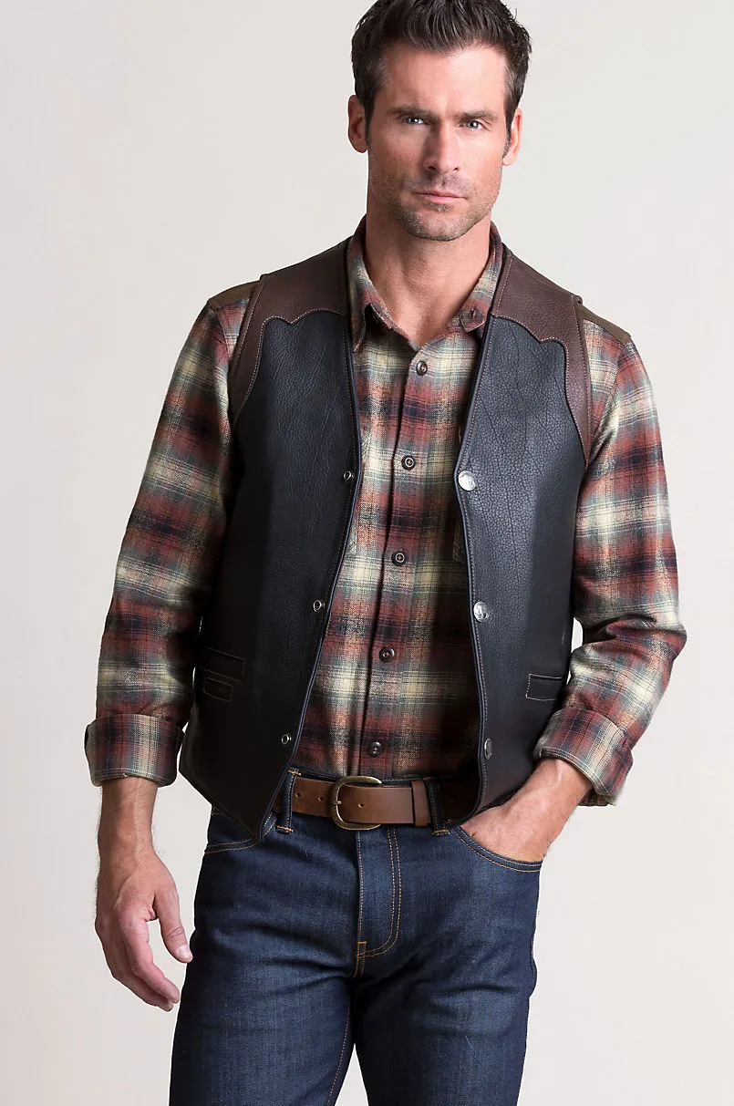 Garrison Bison Leather Vest with Concealed Carry Pockets