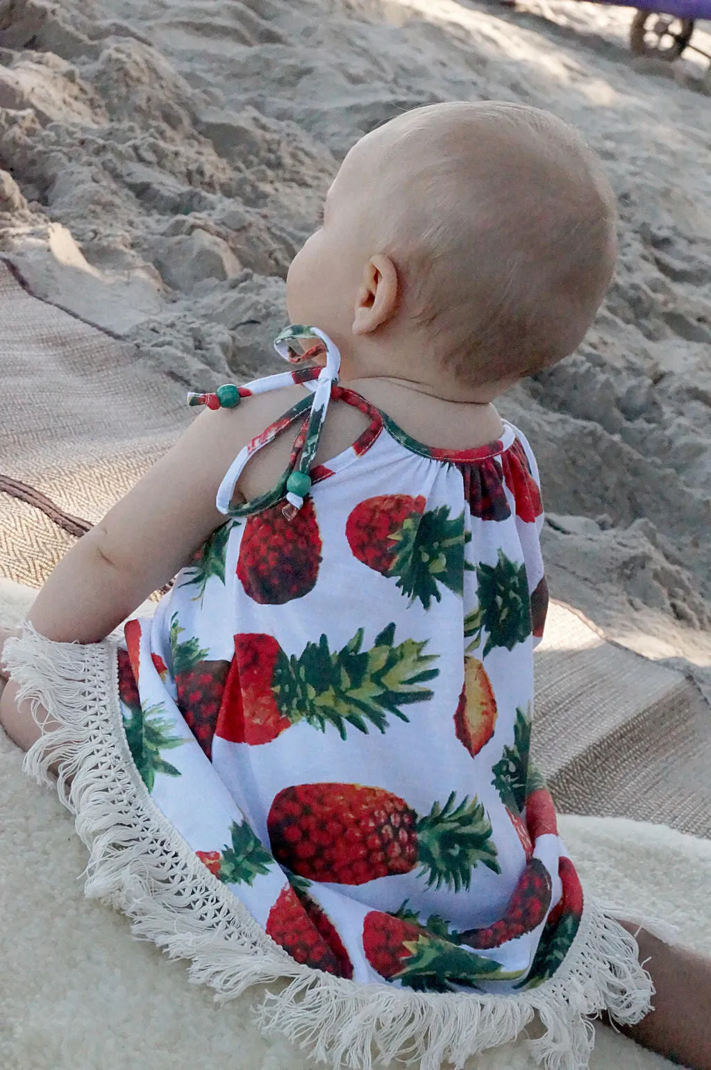 Girl's Fringed Beach Dress - Pineapples