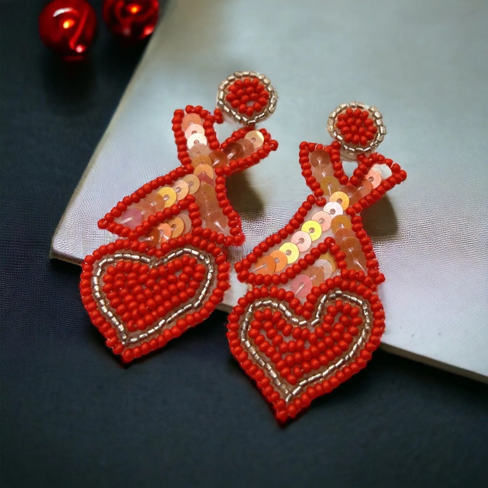 Happy Valentine’s Day Earrings - Red Heart, Heart Earrings, Valentine’s Earrings, Valentine Gift, Love Earrings, Heart Accessories, XOXO