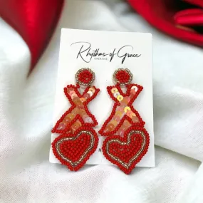 Happy Valentine’s Day Earrings - Red Heart, Heart Earrings, Valentine’s Earrings, Valentine Gift, Love Earrings, Heart Accessories, XOXO