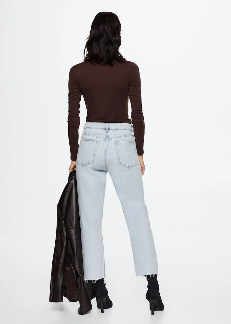 High-waist cropped straight jeans