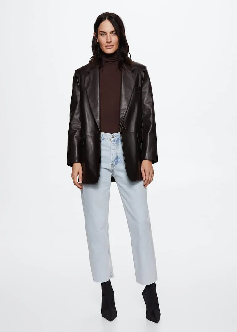 High-waist cropped straight jeans