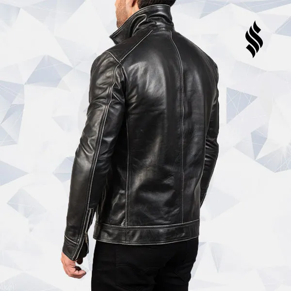 Hudson Black Leather Biker Jacket