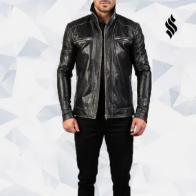 Hudson Black Leather Biker Jacket