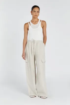 INGRID NATURAL LINEN CARGO PANT