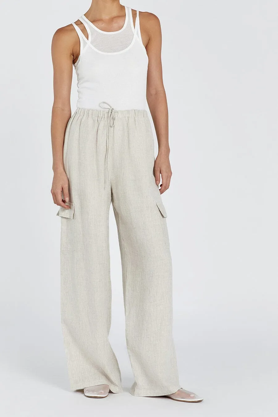 INGRID NATURAL LINEN CARGO PANT