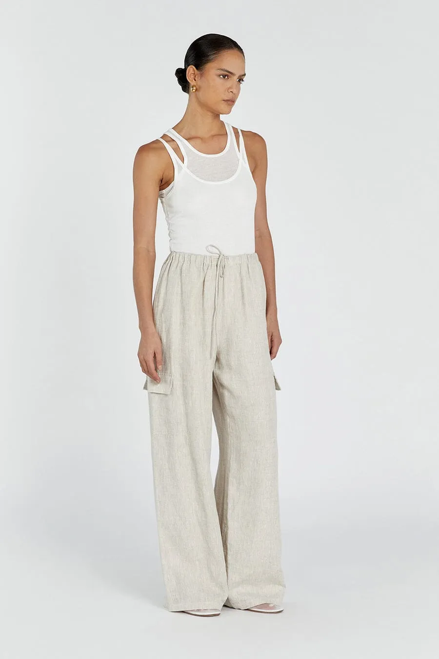 INGRID NATURAL LINEN CARGO PANT