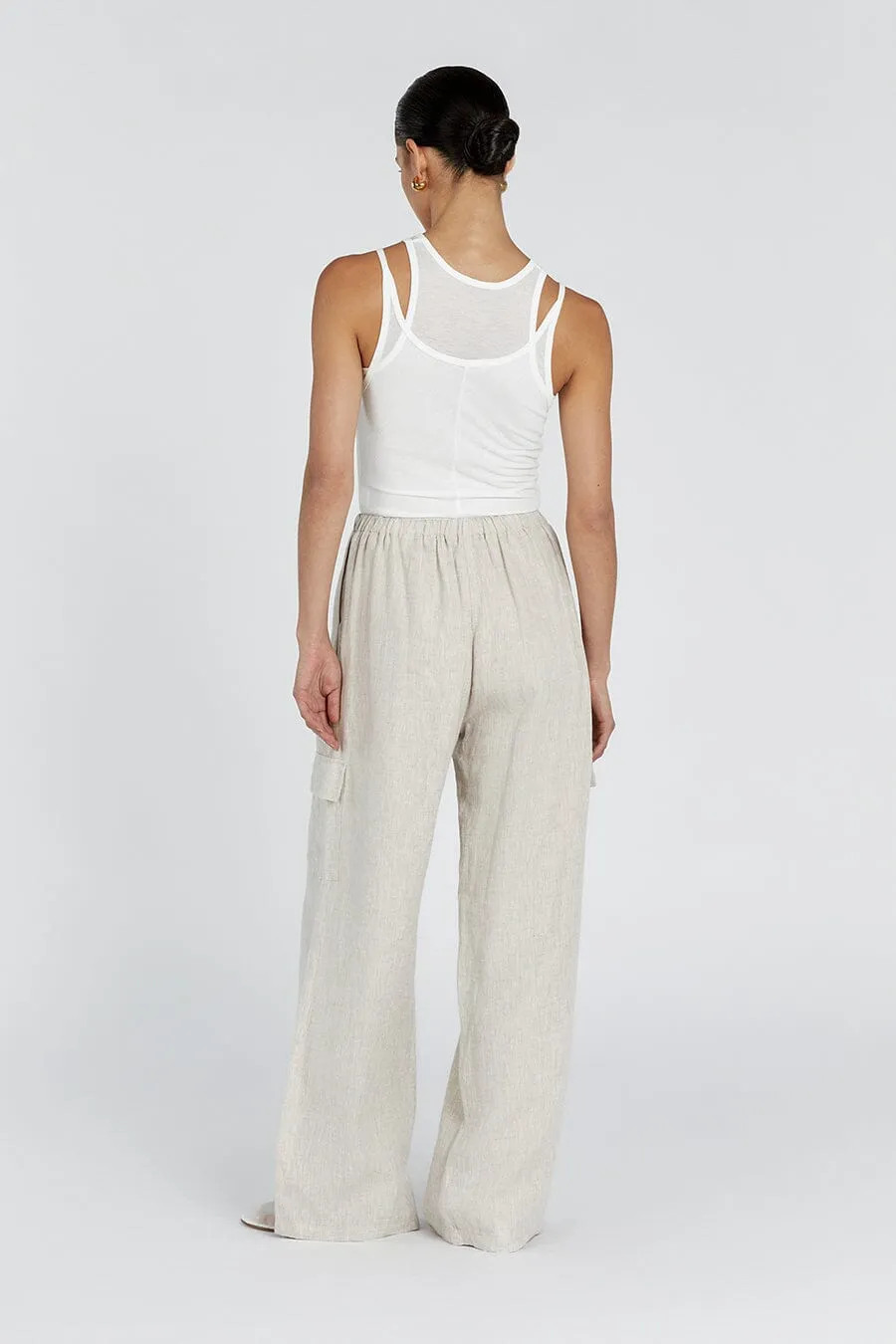 INGRID NATURAL LINEN CARGO PANT