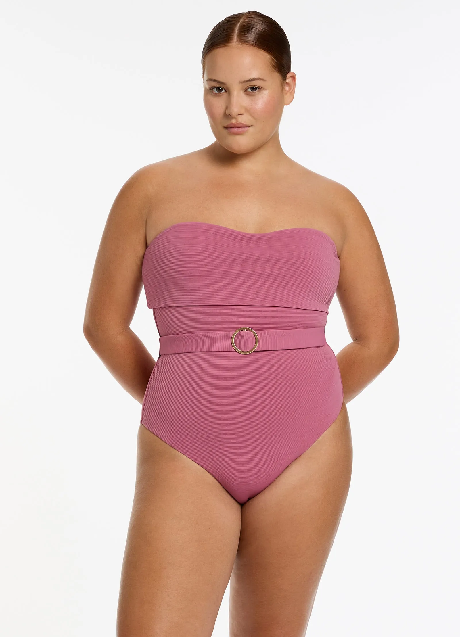 Isla Rib Bandeau One Piece - Mauve